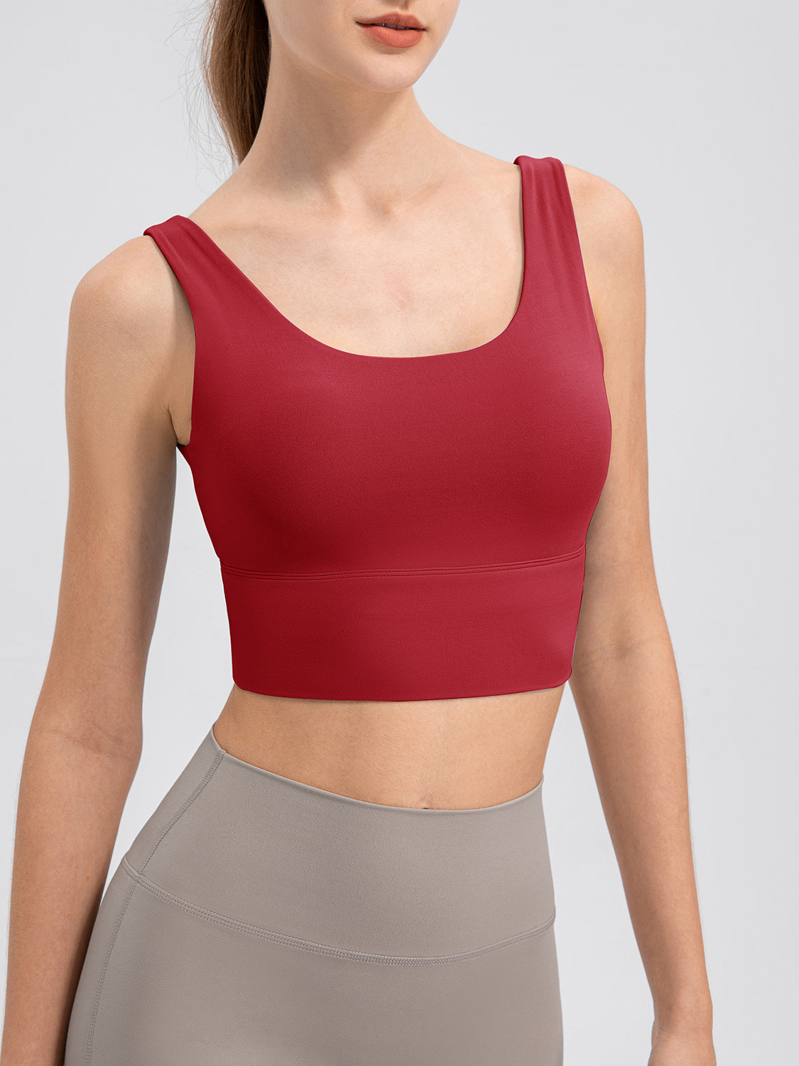 Scoop Neck Wide Strap Active Tank  Trendsi Scarlet S 