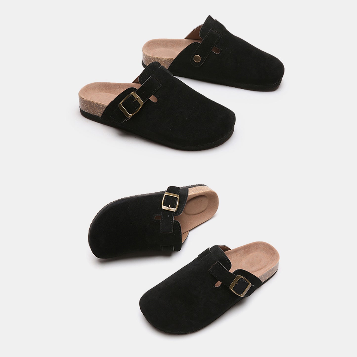 Suede Closed Toe Buckle Slide  Trendsi   