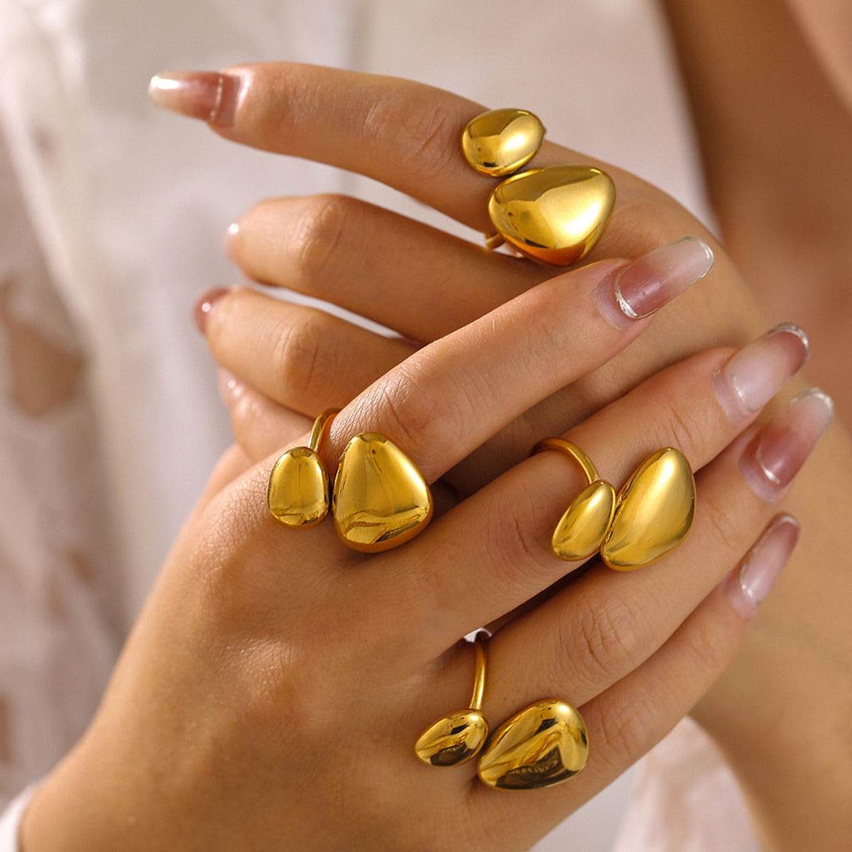 18K Gold-Plated Irregular Bypass Ring  Trendsi   