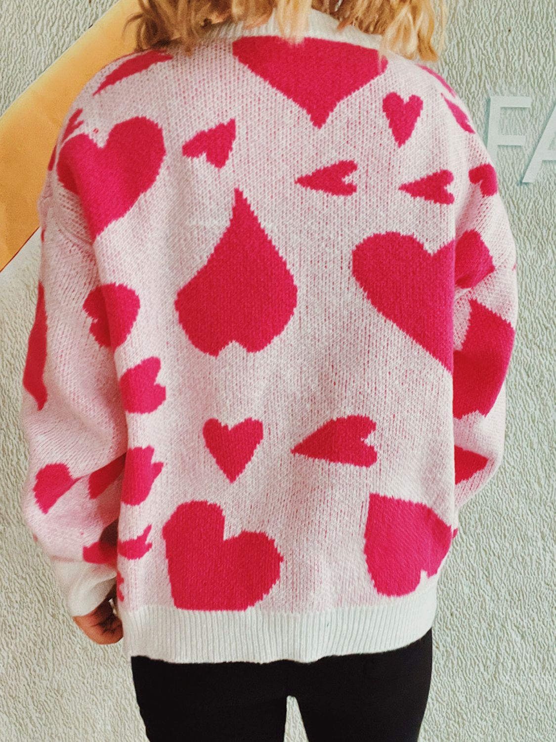 Heart Round Neck Long Sleeve Sweater  Trendsi   