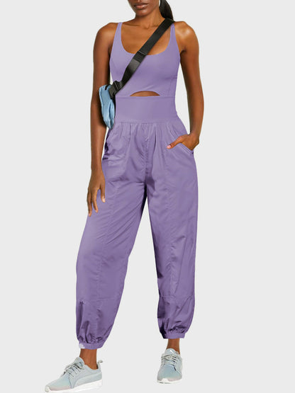 Cutout Scoop Neck Wide Strap Jumpsuit  Trendsi   