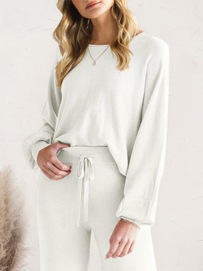 Long Sleeve Lounge Top and Drawstring Pants Set  Trendsi   