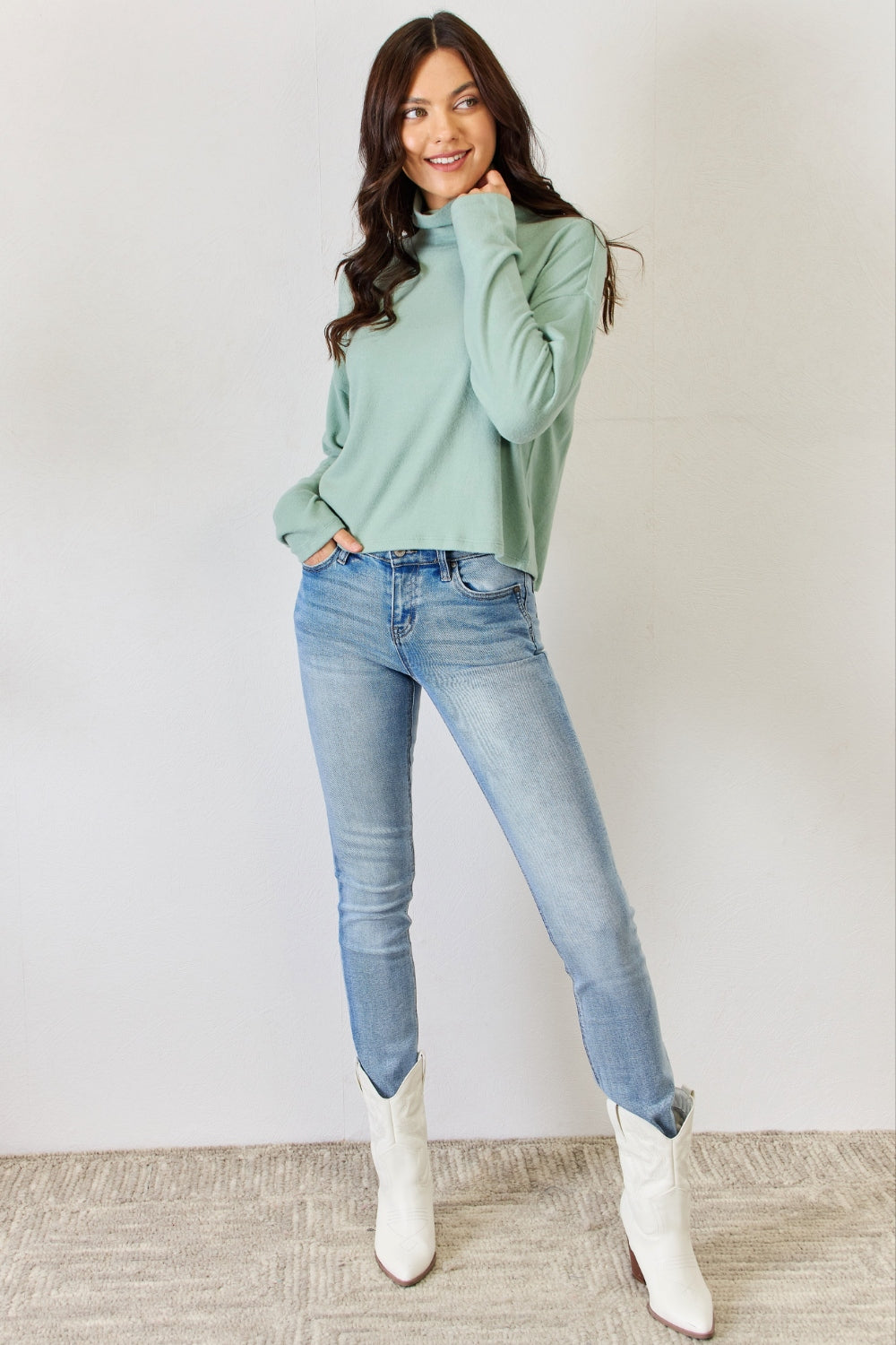 HYFVE Long Sleeve Turtleneck Top Blouse Trendsi   