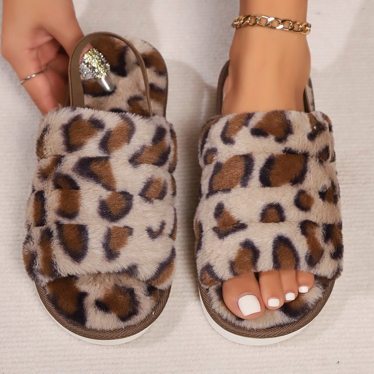 Leopard Open Toe Slippers  Trendsi Khaki 36(US5) 