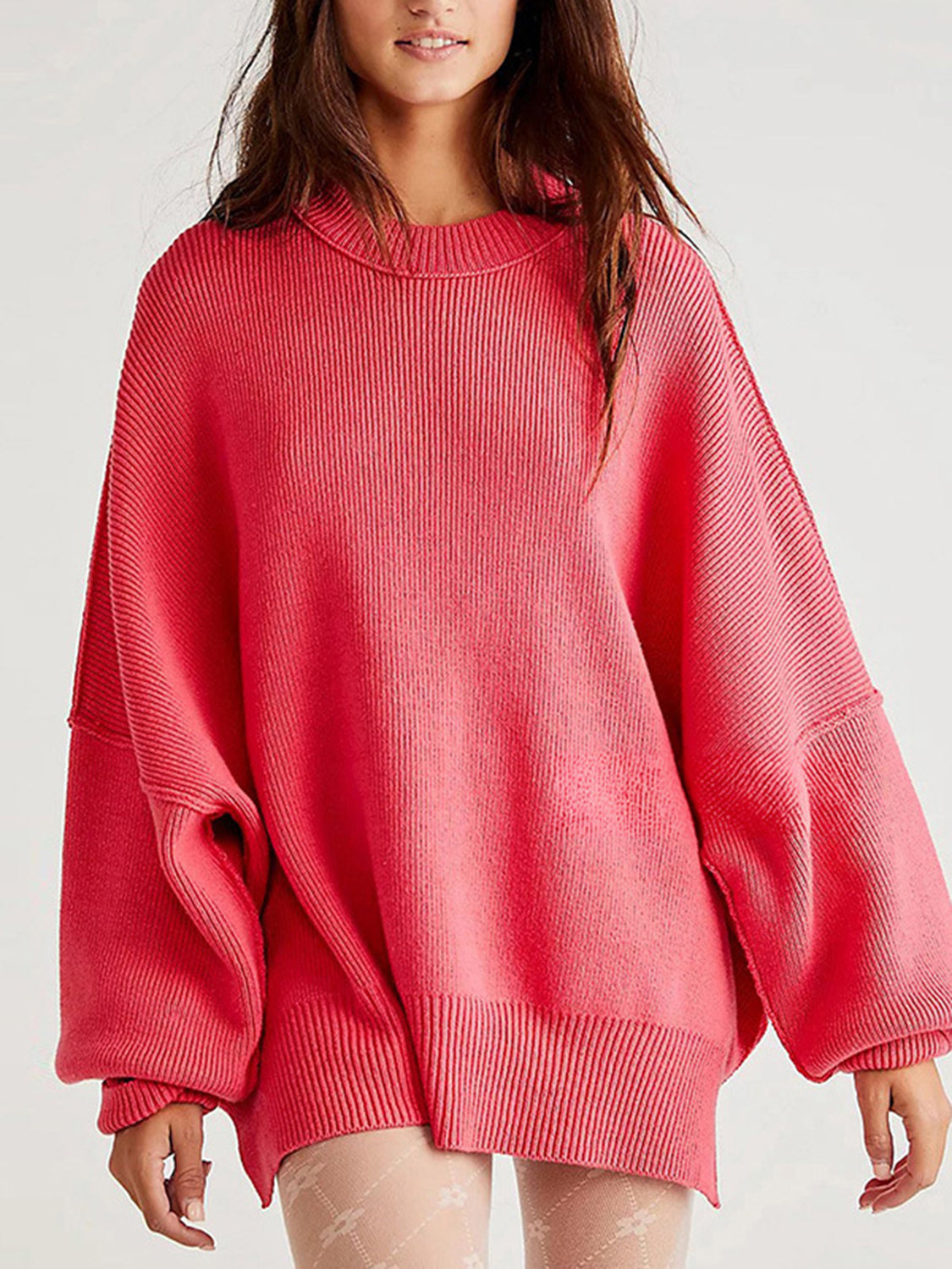 Round Neck Long Sleeve Sweater  Trendsi   