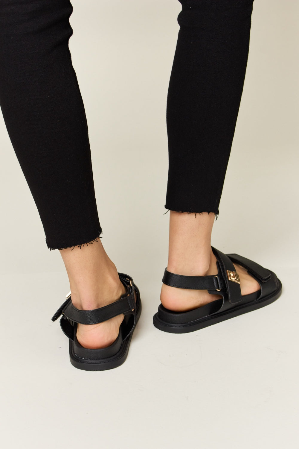 WILD DIVA Velcro Double Strap Slingback Sandals  Trendsi   