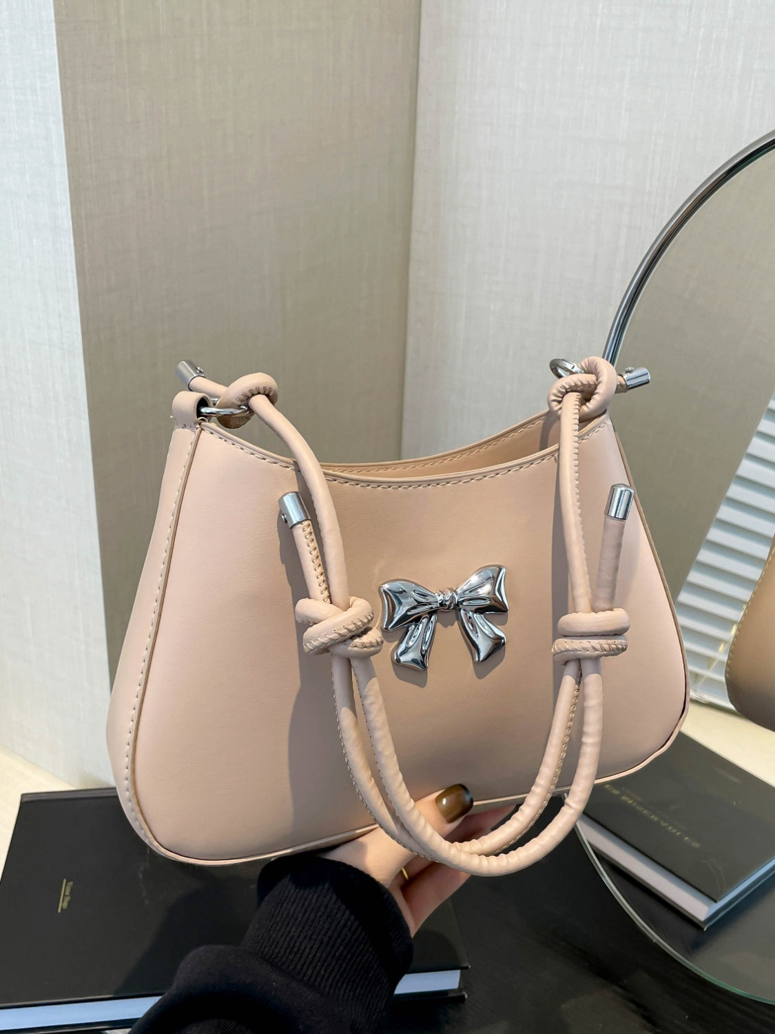 Bow PU Leather Knotted Strap Handbag