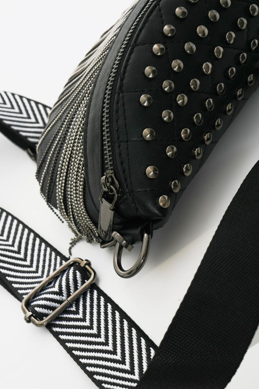 PU Leather Studded Sling Bag with Fringes  Trendsi   