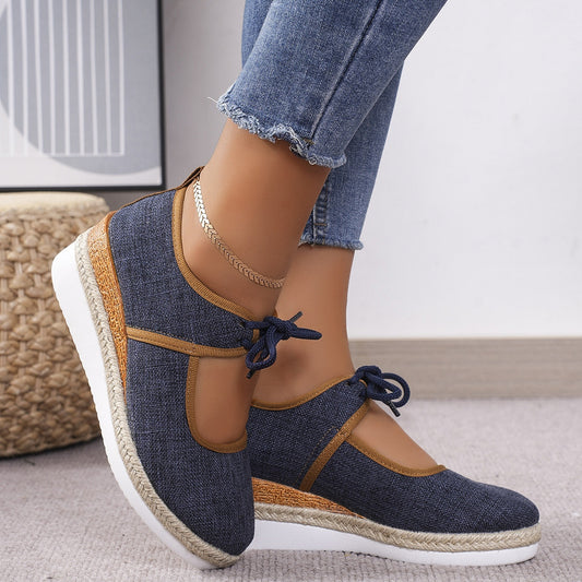 Tied Cutout Wedge Slip-Ons  Trendsi Navy 36(US5) 