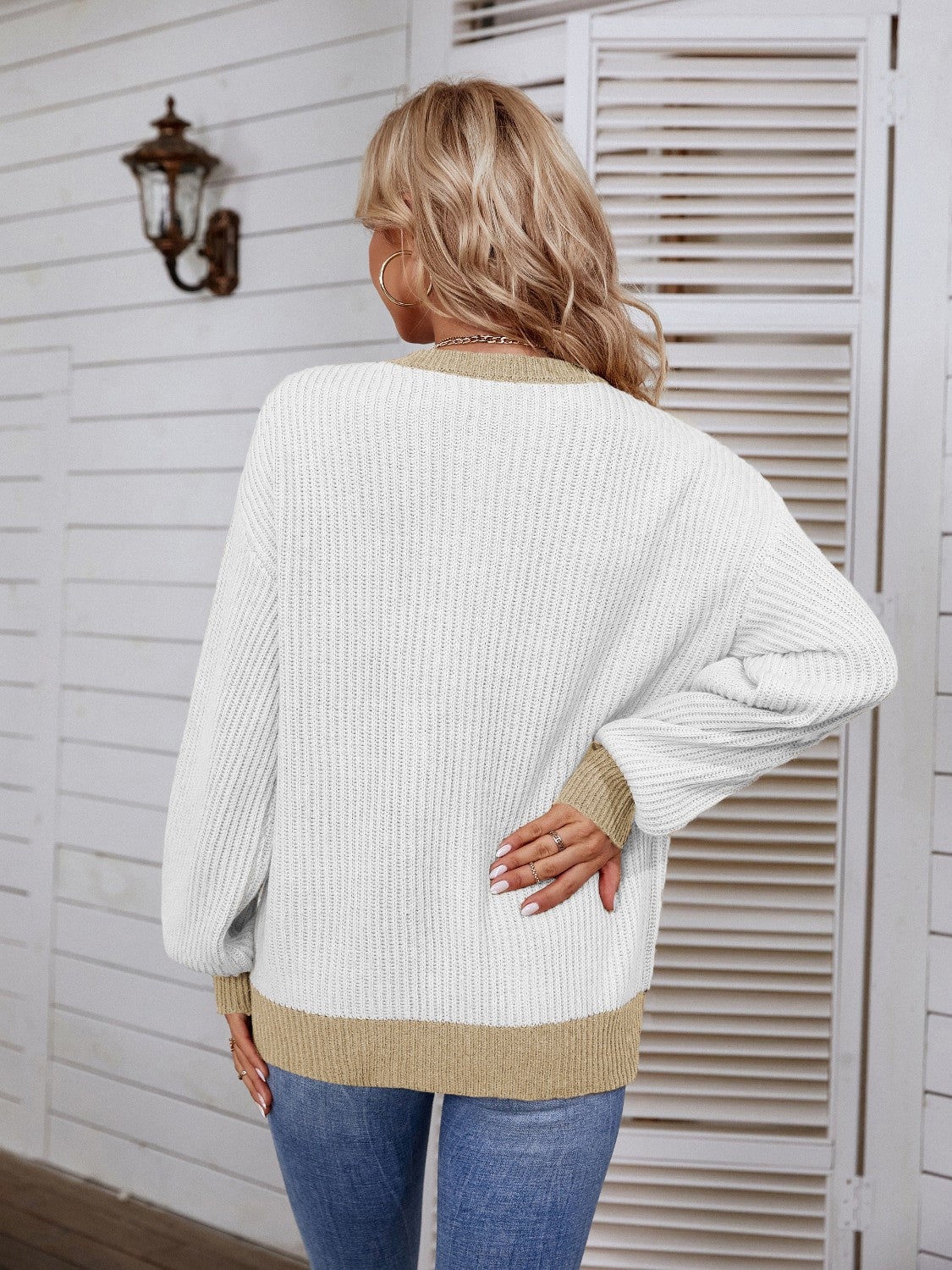 Decorative Button Round Neck Sweater  Trendsi   