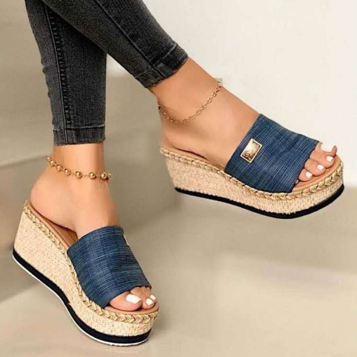 PU Leather Open Toe Sandals  Trendsi Dark Blue 35(US4) 