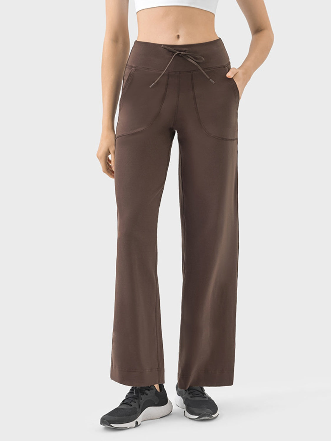 Millennia Drawstring Active Pants with Pockets  Trendsi Mocha 4 