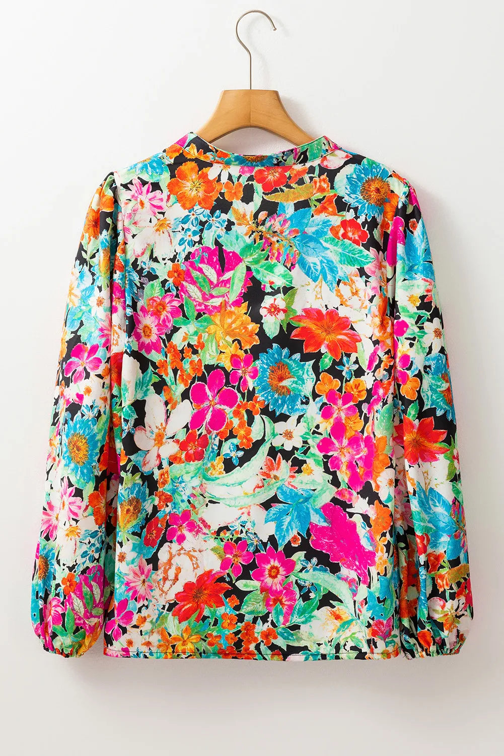 Printed Tie Neck Long Sleeve Blouse Blouse Trendsi   