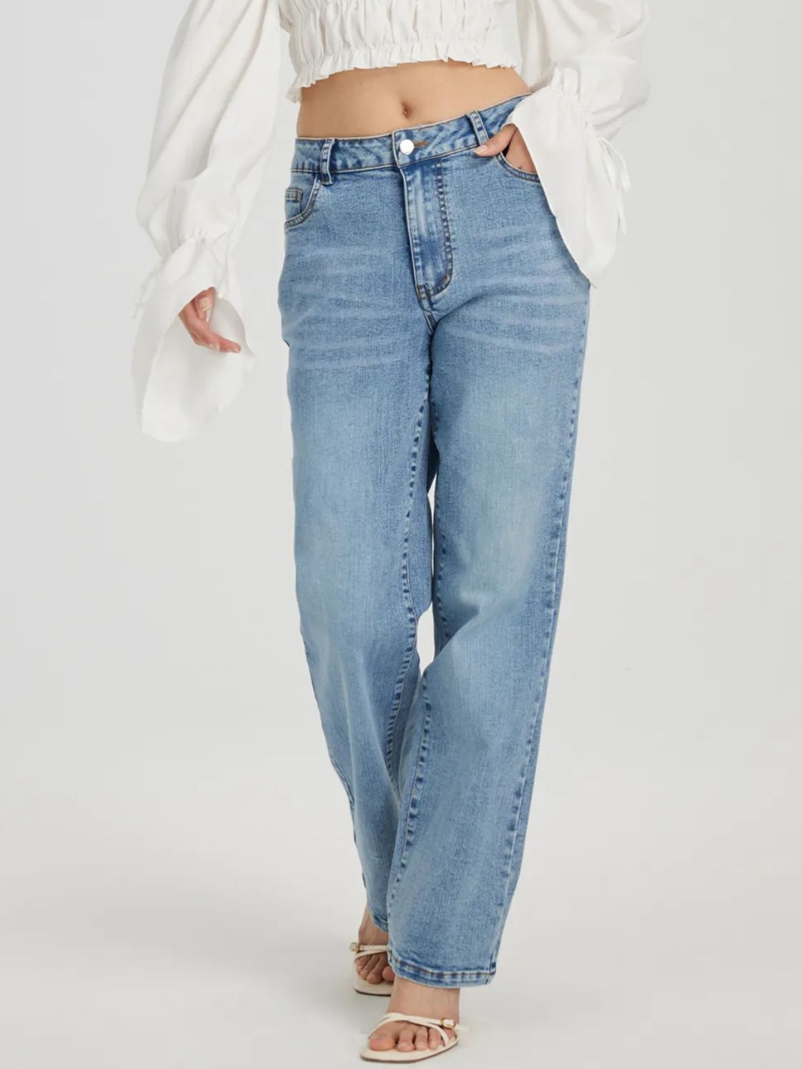 Straight Jeans with Pockets  Trendsi   