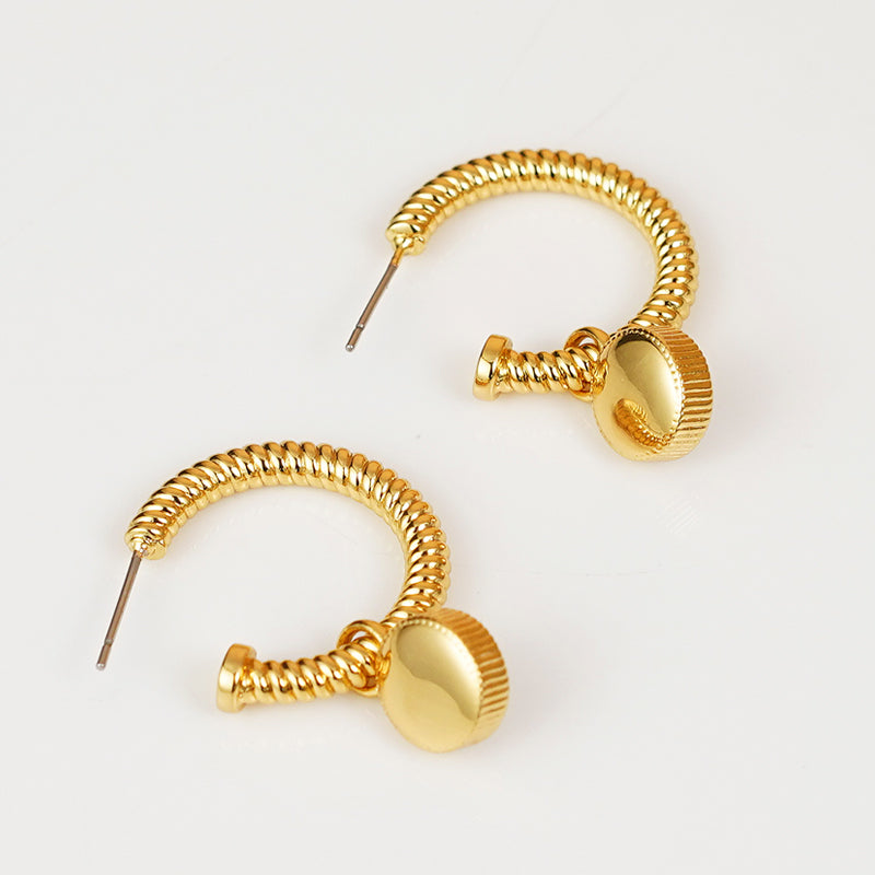 Rope Cat's Eye Stone C-Hoop Earrings  Trendsi   