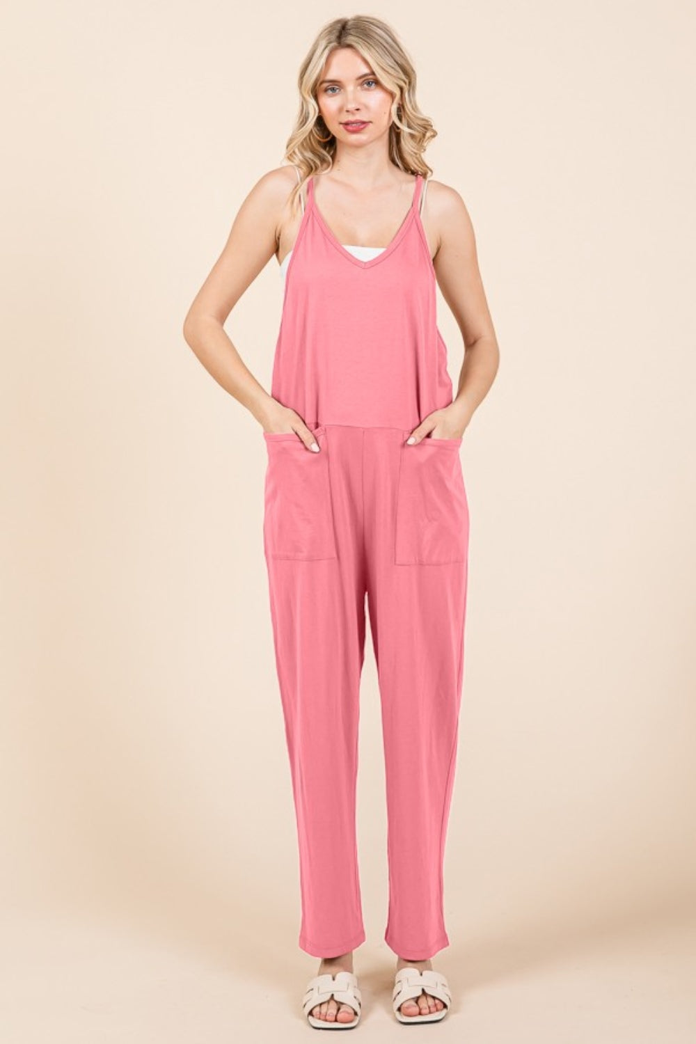 Culture Code Full Size Sleeveless Jumpsuit with Pockets  Trendsi Pink S 