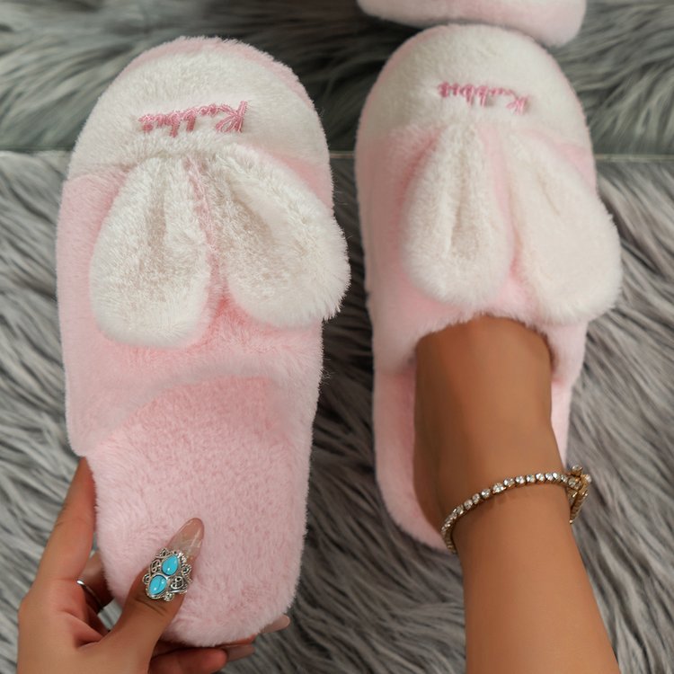 Rabbit Ears Round Toe Slippers  Trendsi Blush Pink 36(US5) 