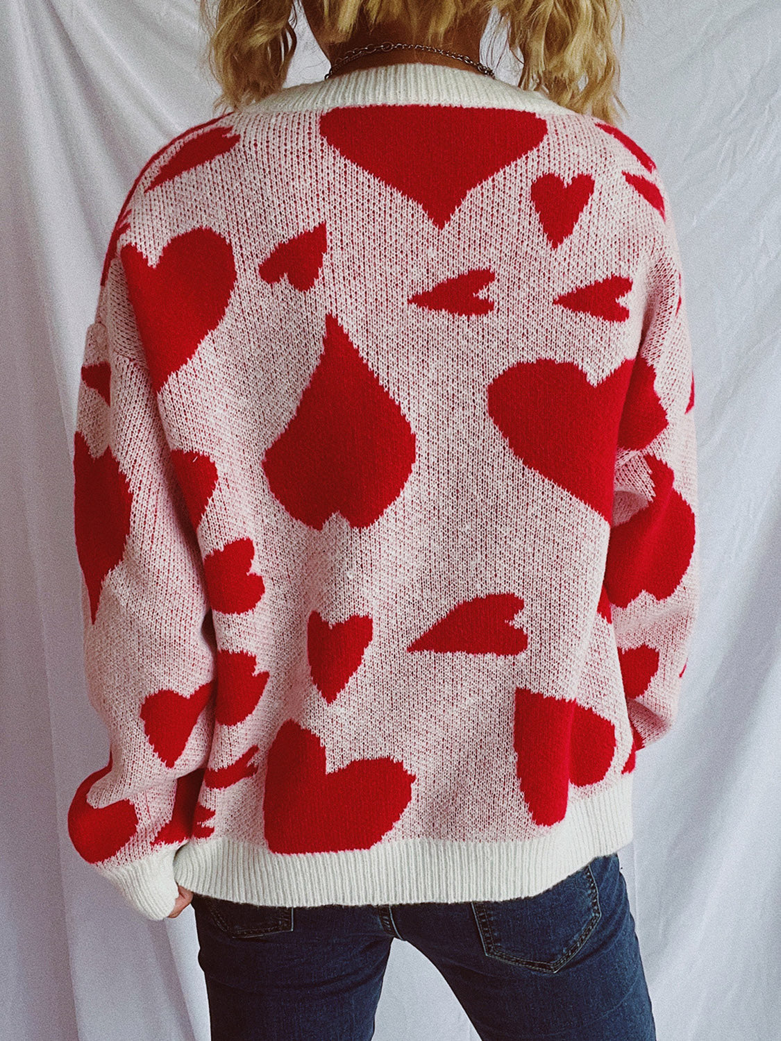 Heart Round Neck Long Sleeve Sweater  Trendsi   