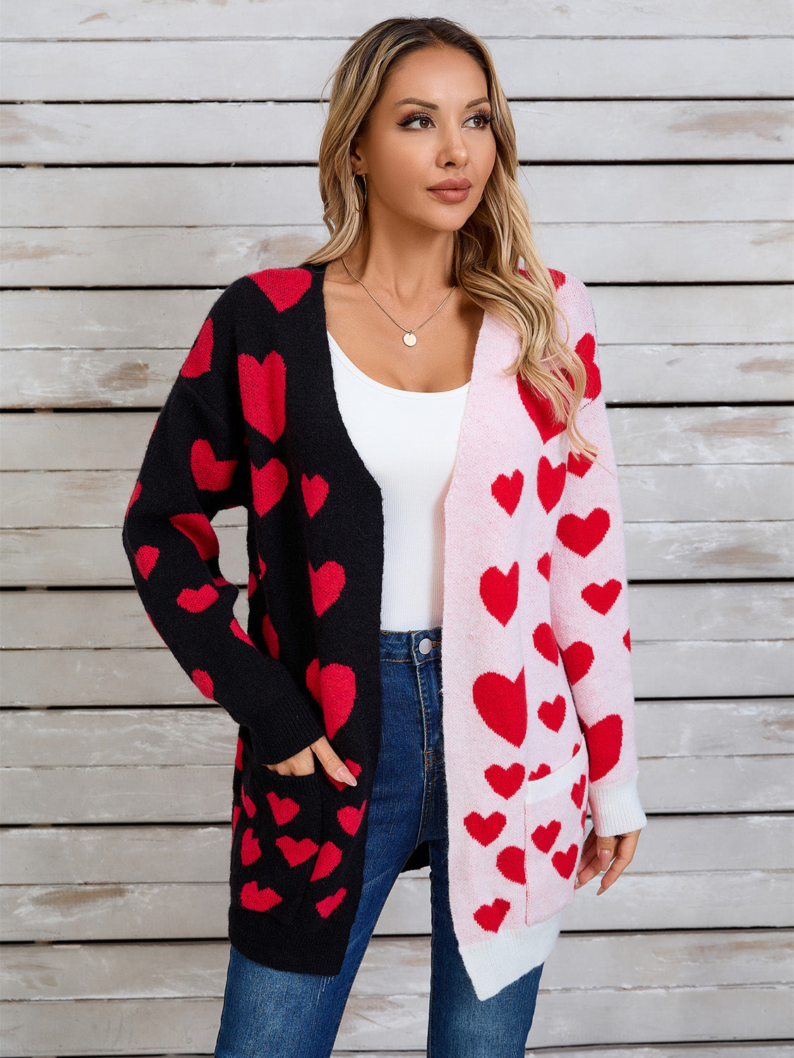 Angel Wings Heart Open Front Long Sleeve Cardigan  Trendsi   