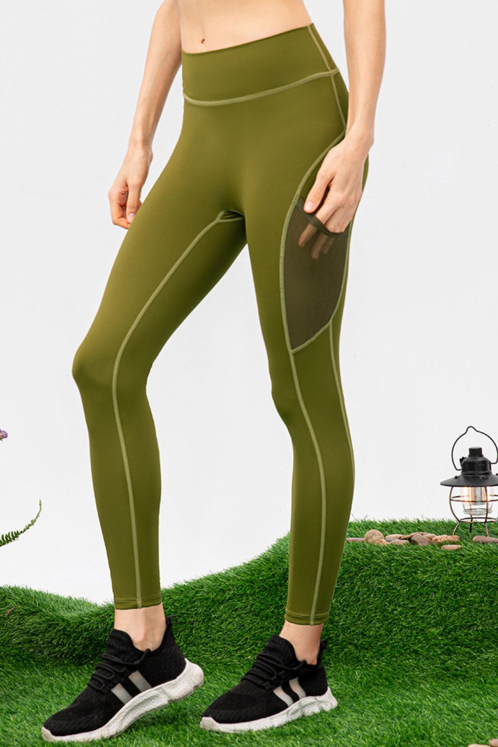 High Waist Slim Fit Long Sports Pants  Trendsi Matcha Green 2/XS 