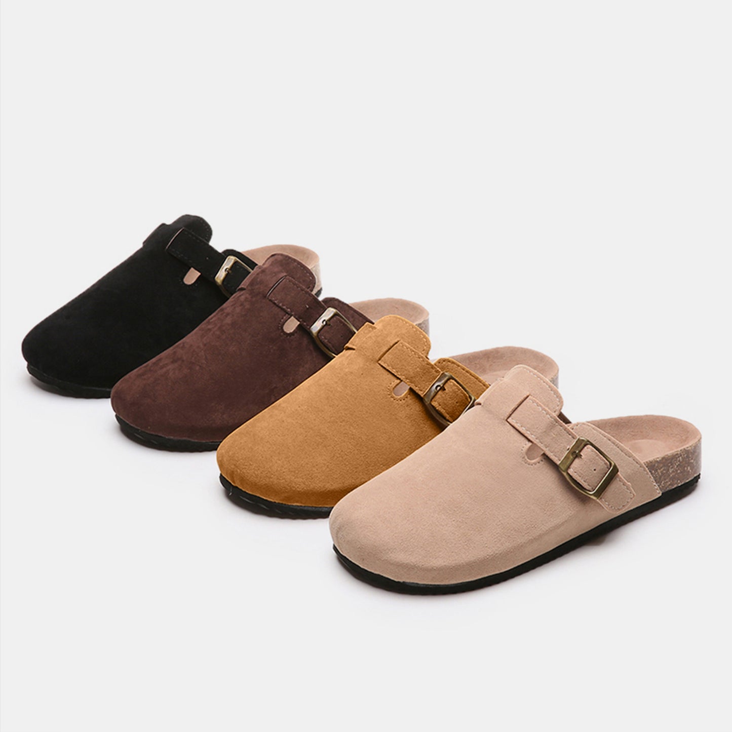 Suede Closed Toe Buckle Slide  Trendsi   