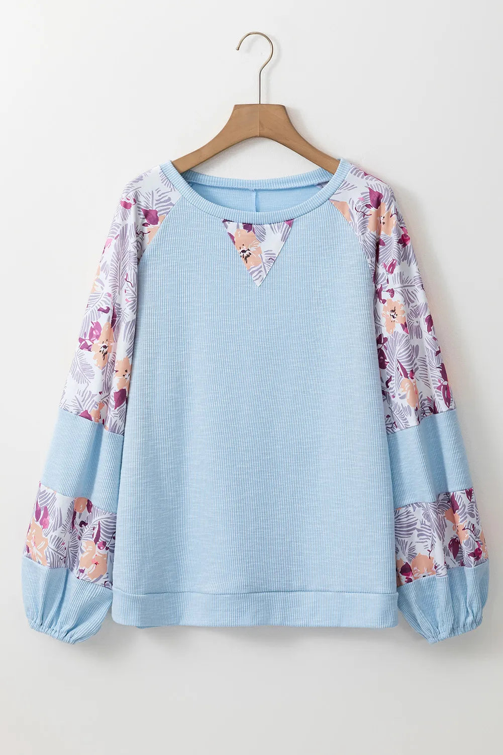 Printed Round Neck Balloon Sleeve Blouse Blouse Trendsi   