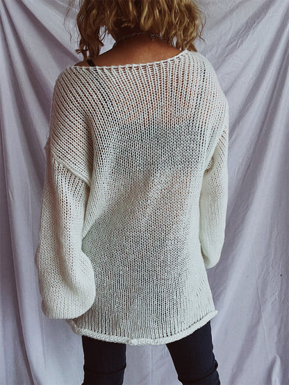 Boat Neck Dropped Shoulder Sweater  Trendsi   