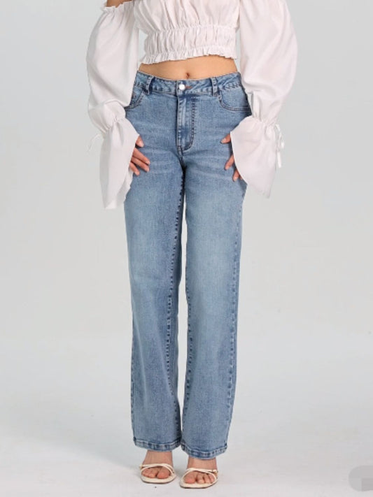 Straight Jeans with Pockets  Trendsi Light XS 