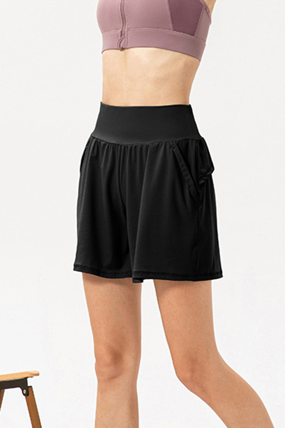 Pocketed Elastic Waist Active Shorts  Trendsi   