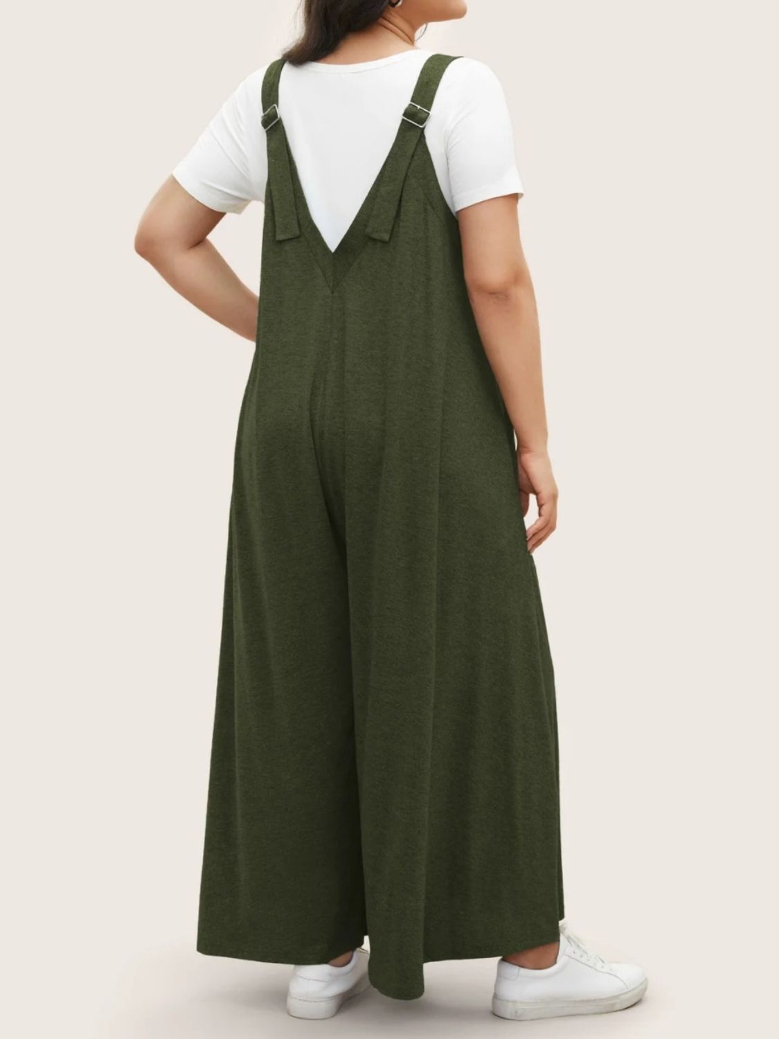 Full Size Pocketed Wide Leg Overalls  Trendsi   