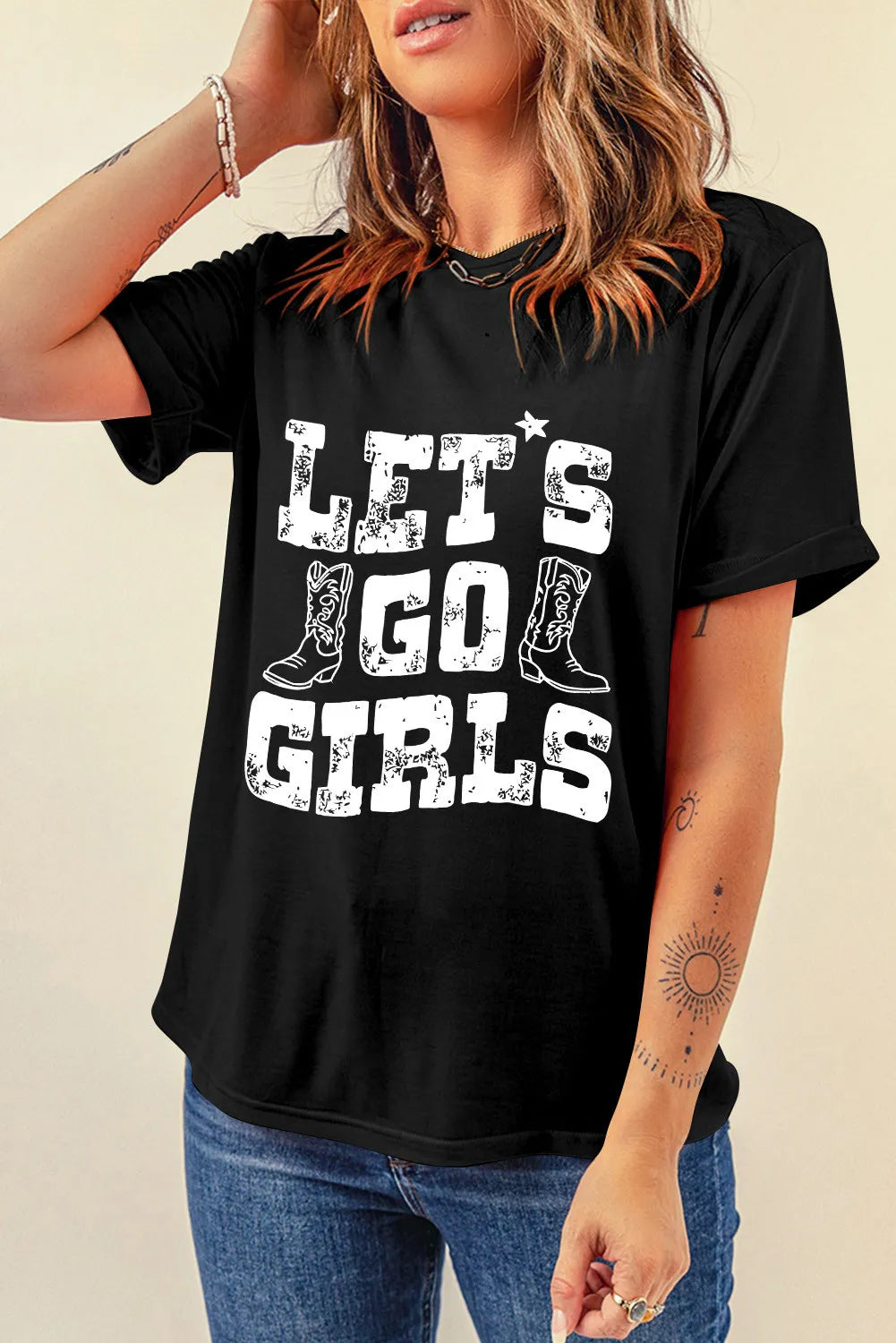 Letter Graphic Round Neck Short Sleeve T-Shirt  Trendsi   