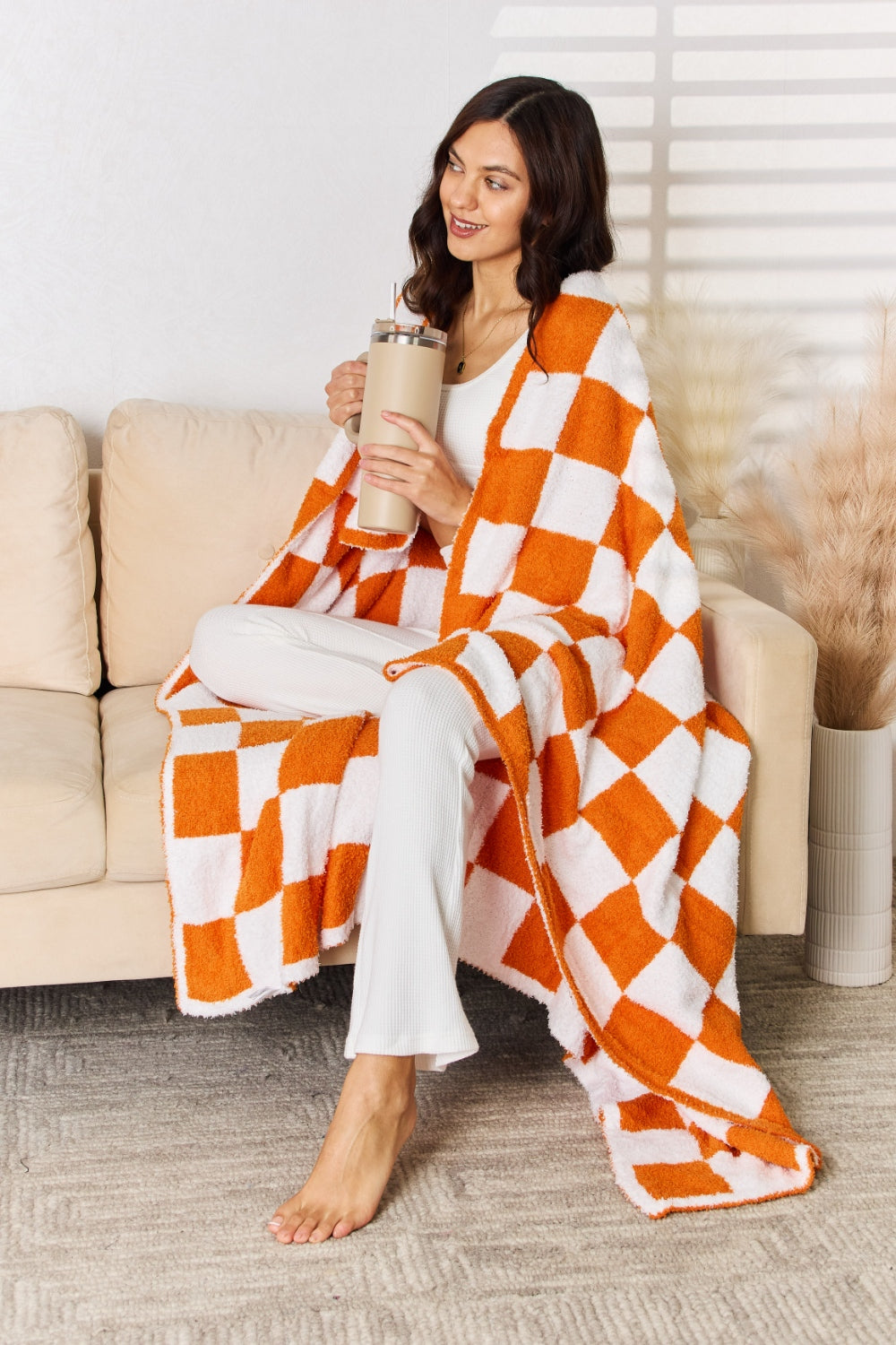 Cuddley Checkered Decorative Throw Blanket  Trendsi   