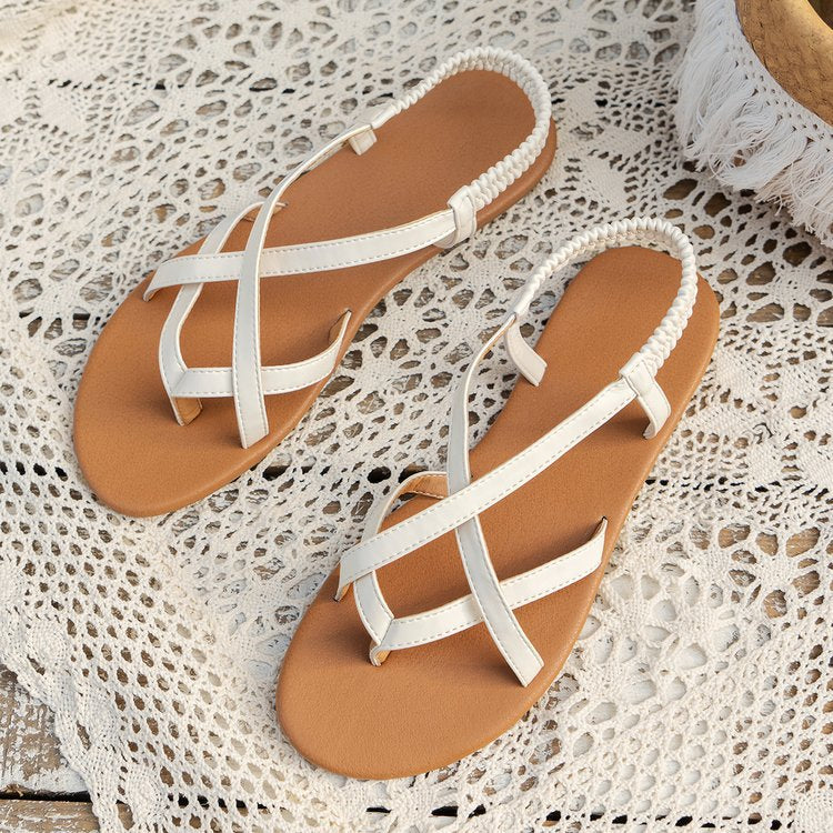 PU Leather Crisscross Flat Sandals  Trendsi   