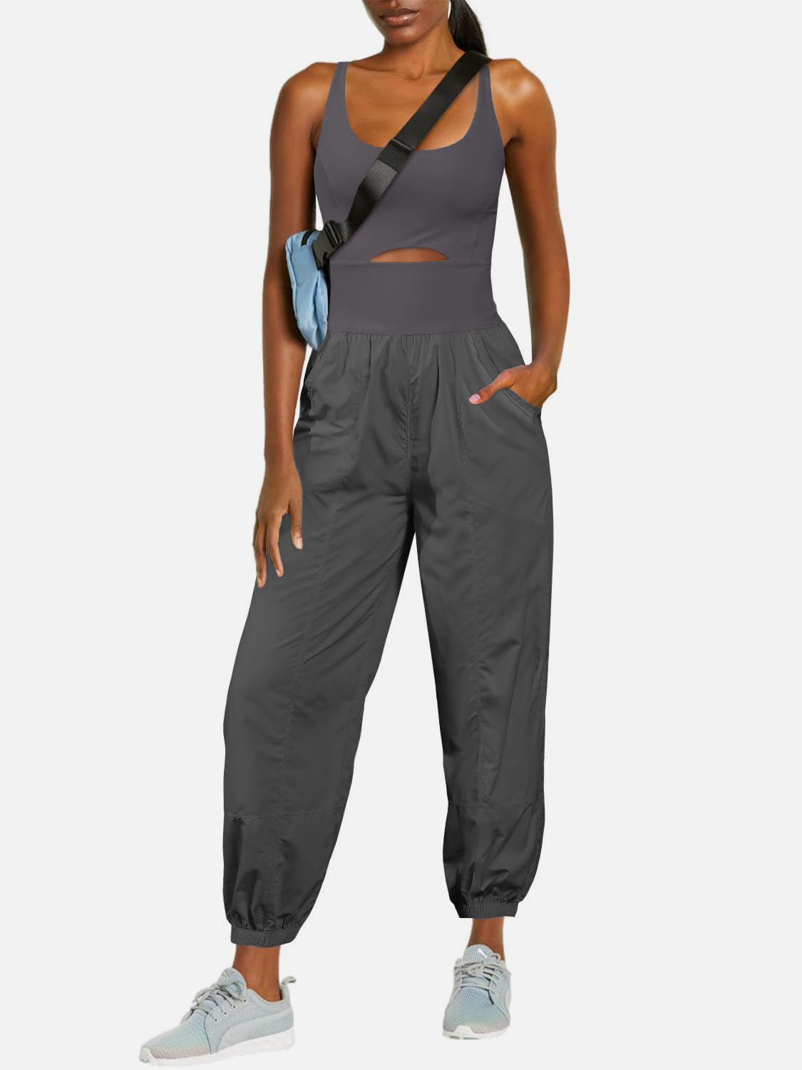 Cutout Scoop Neck Wide Strap Jumpsuit  Trendsi   