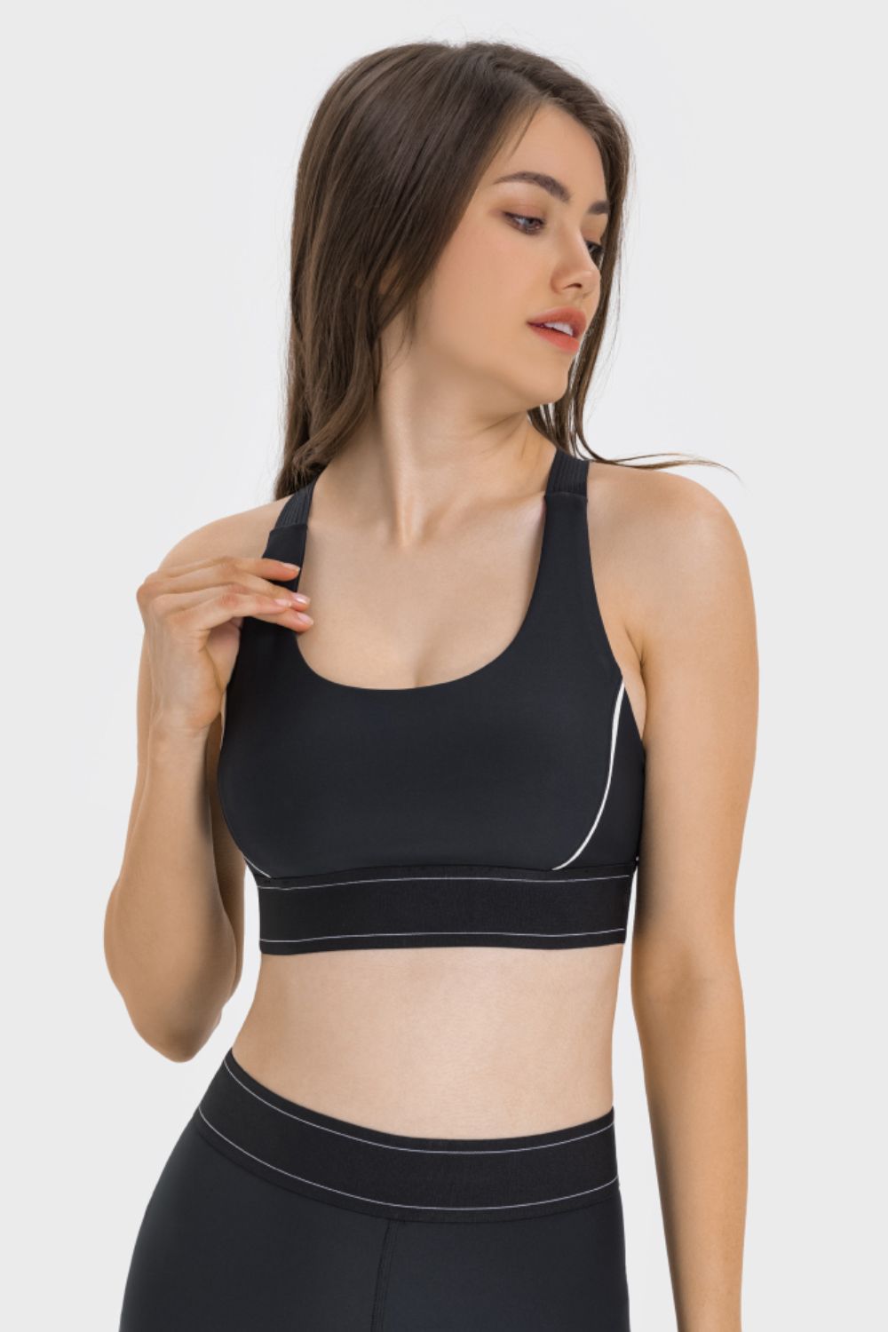 Contrast Sports Bra Sports Bra Trendsi Black 4 