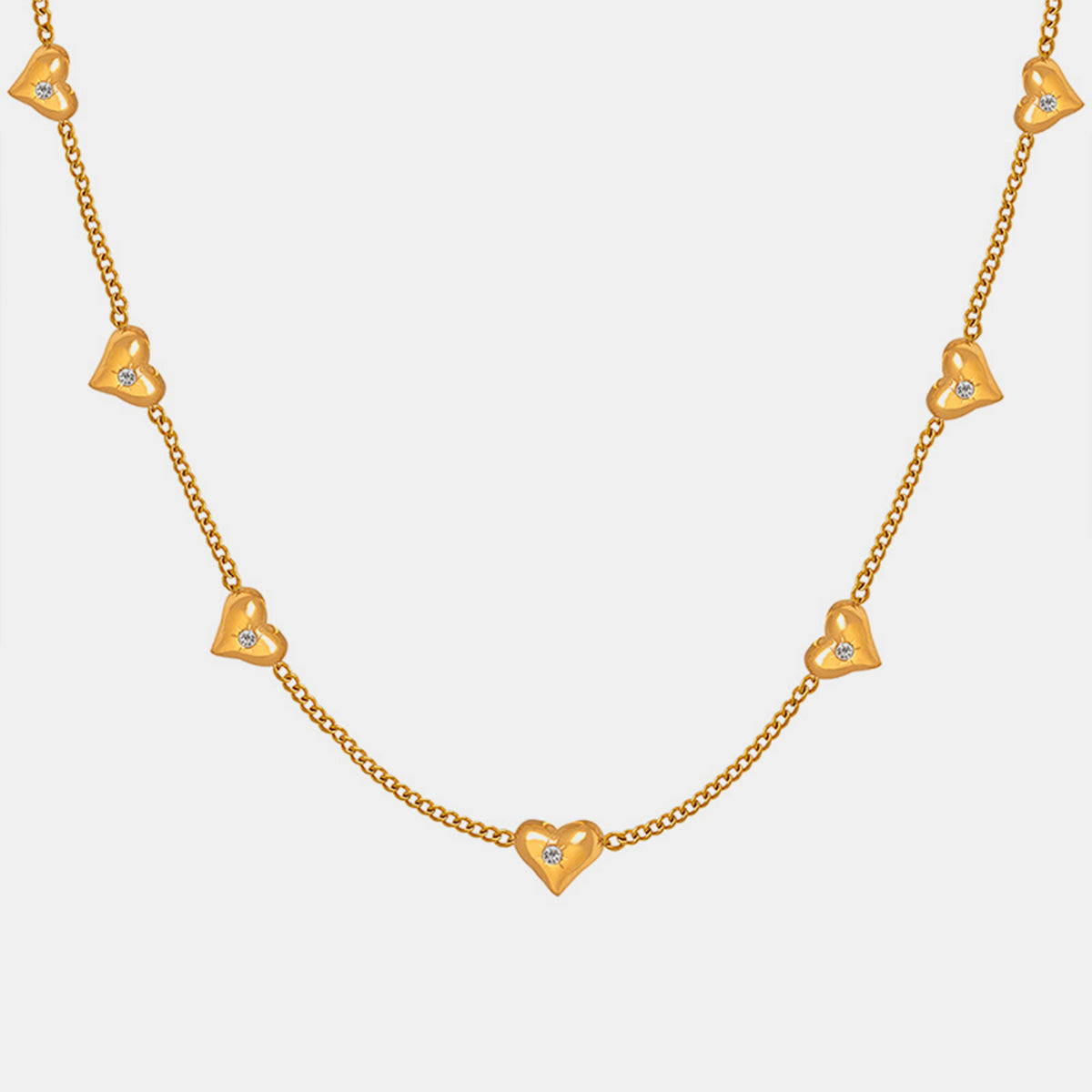 Titanium Steel Zircon Heart Necklace Necklace Trendsi   