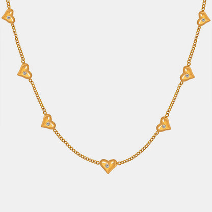 Titanium Steel Zircon Heart Necklace Necklace Trendsi   