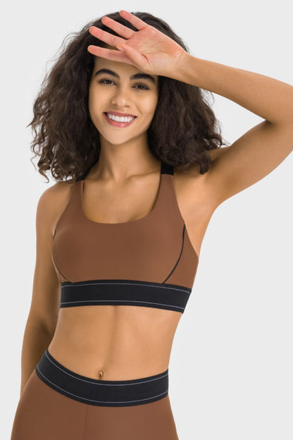 Contrast Sports Bra Sports Bra Trendsi Chocolate 4 