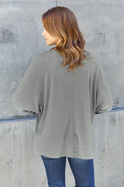 Double Take Full Size Round Neck Long Sleeve T-Shirt T-Shirt Trendsi   