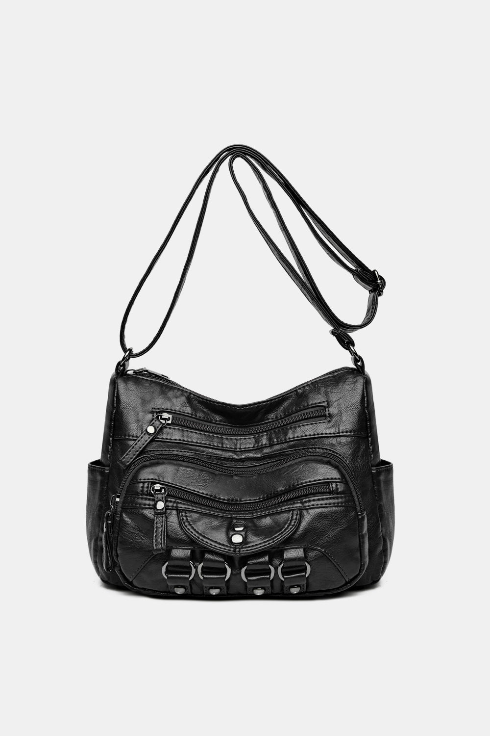 PU Leather Adjustable Strap Crossbody Bag Bag Trendsi Black One Size 