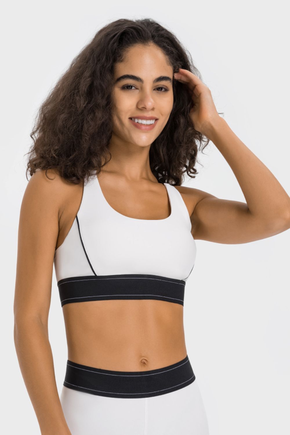 Contrast Sports Bra Sports Bra Trendsi White 4 